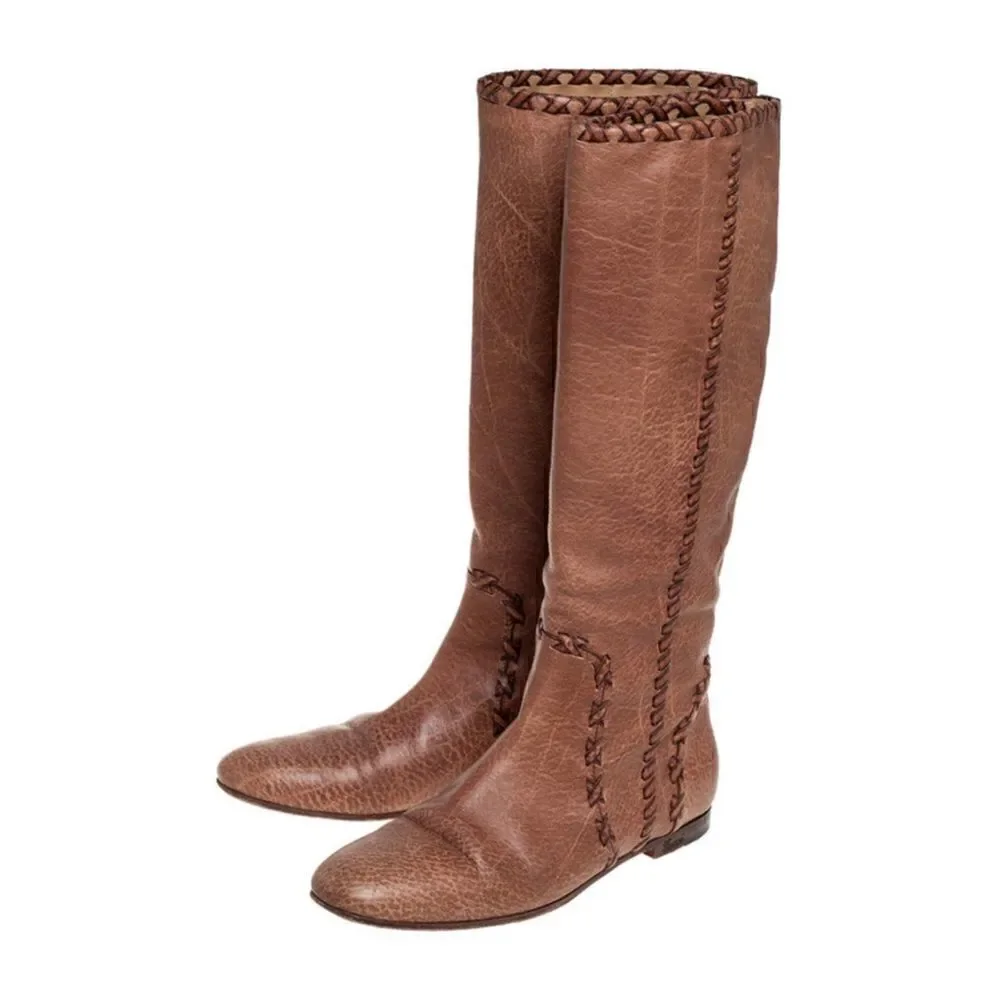 Gucci Tan Leather 'Janis' Knee Boots Size 9.5/ Excellent